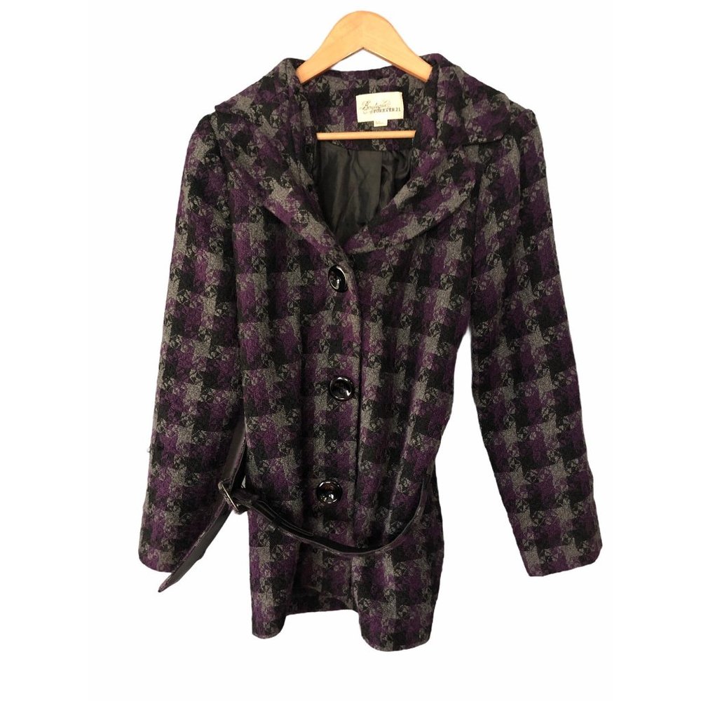 Boutique Forever 21 Purple Grey Houndstooth Jacket